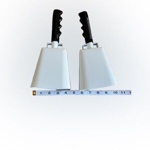 White Cowbells with Black Handles